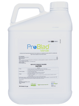 Image of the product container, illustrating the liquid formulation of the BLAD-based biofungicide.